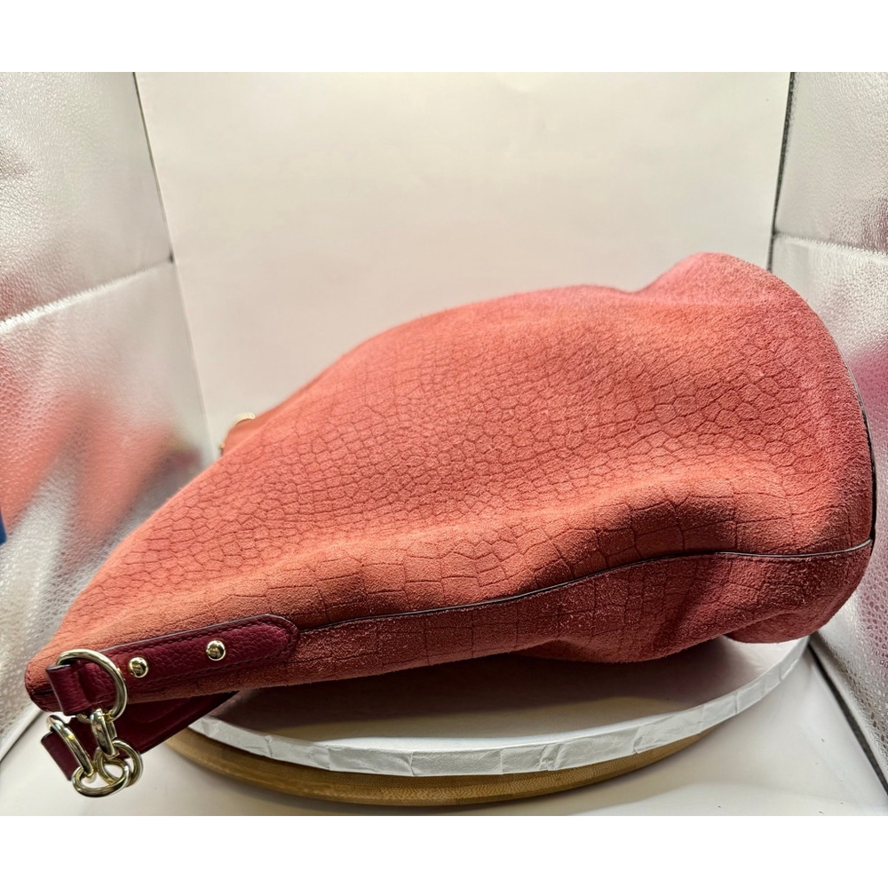 Kate Spade New Year Arianna Larchmont Ave Pink Suede Exotic Bucket Bag - Picture 4 of 9